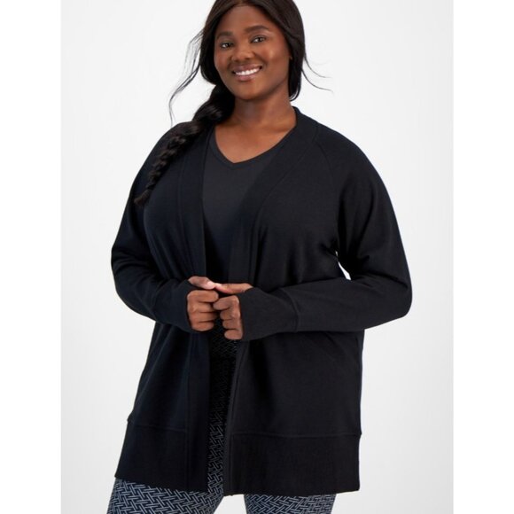 Ideology Sweaters - ID Ideology Plus Size Comfort Cardigan Size 3X in Black Capsule Wardrobe Staple